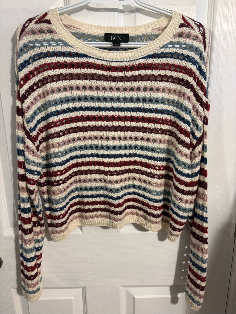 😍BCX Open-Knit Striped Sweater Size Medium